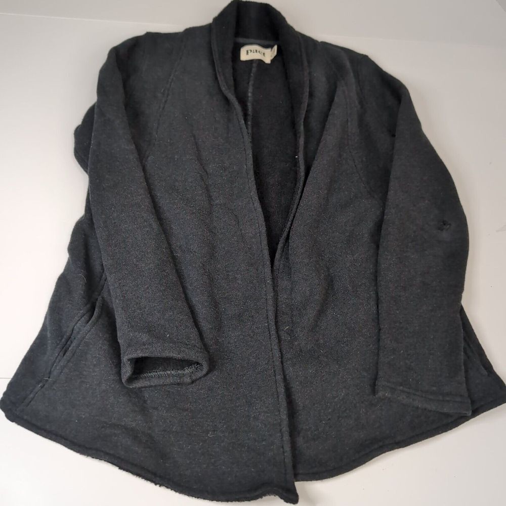 Pact Cardigan Sweater Women‎ Size Small Black Long Pockets *Flaw Read*